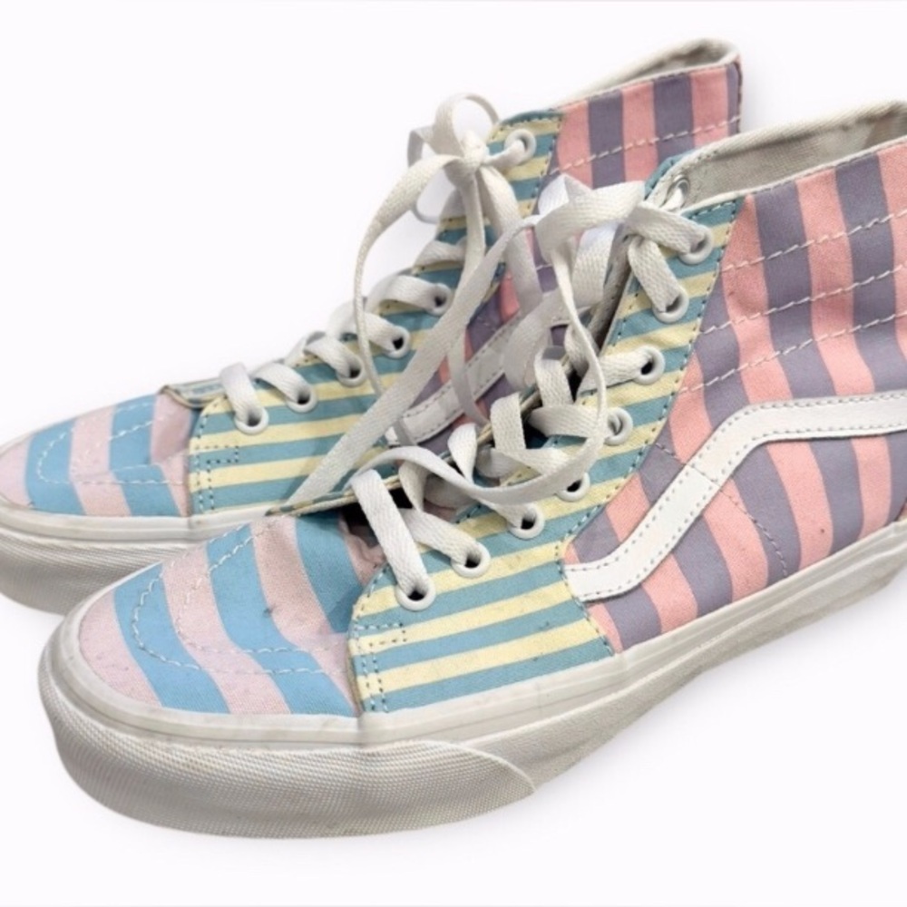 Vans Sk8-Hi High-Top Skate Shoe - Pastel Stripes Women’s Size 9